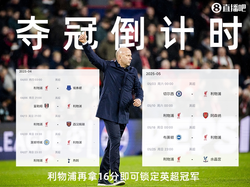 奪冠倒計時？槍手三場不勝落后榜首15分，利物浦再拿16分即可奪冠