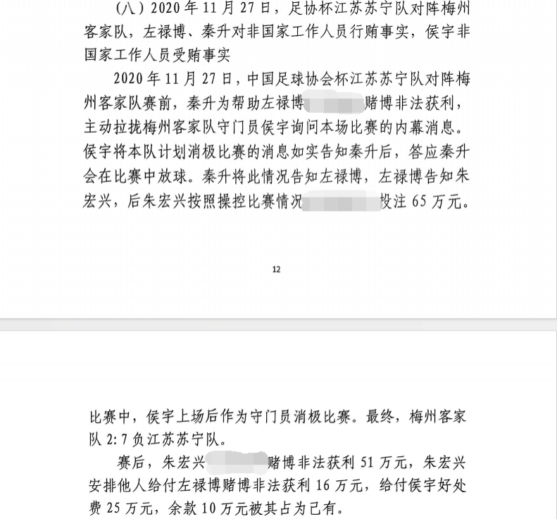網(wǎng)傳判決書：足協(xié)杯梅州2-7江蘇，梅州門將侯宇收25萬消極比賽
